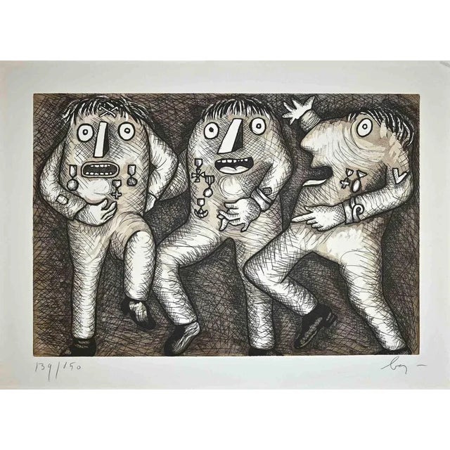 The General is an Original Etching realized by Enrico Baj in the 1970s. Mixed colored lithograph. Hand-signed and numbered...