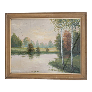 20th Century French Landscape Painting With Gilded Wood Frame