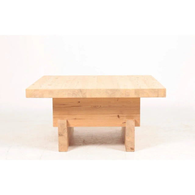 Mid-Century Scandinavian Low Table in Solid Patinated Pine, 1950s For Sale - Image 4 of 8