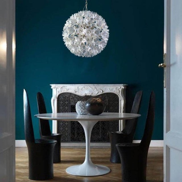 Venini Vintage Murano Glass Flower Sputnik Pendant Lights from Venini, Italy, 1960s, Set of 2 For Sale - Image 4 of 12