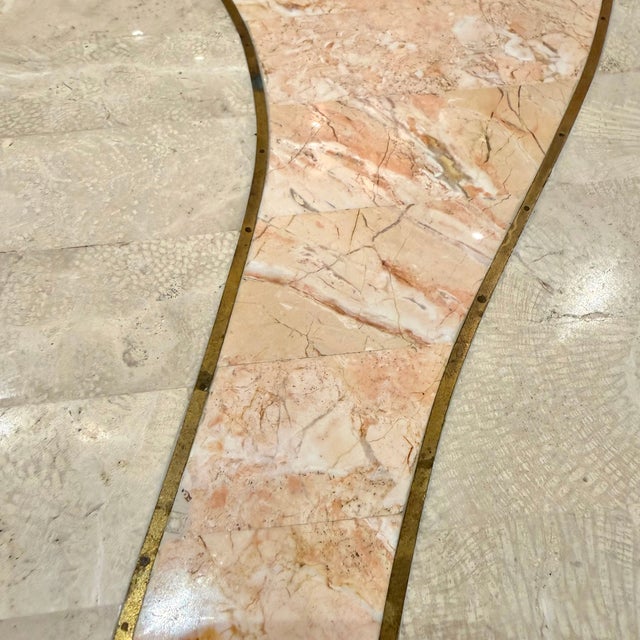 Cream Vintage Tessellated Travertine Side Table by Casa Bique For Sale - Image 8 of 9