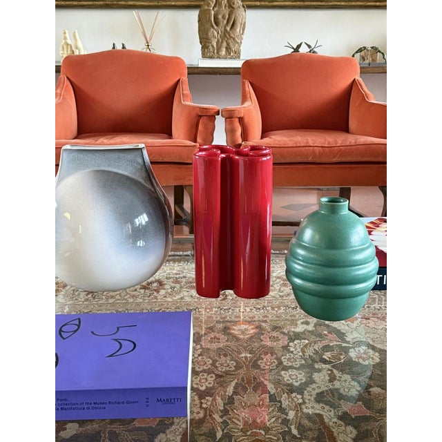 Red space age ceramic vase designed by Franco Bettonica Gabbianelli Italy ca. 1970 Marked under the base. H 30 cm - 19.5...