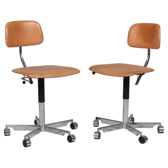 Danish Kevi Office Chair in Butthide Leather attributed to Jørgen Rasmussen, 1960s For Sale - Image 10 of 10