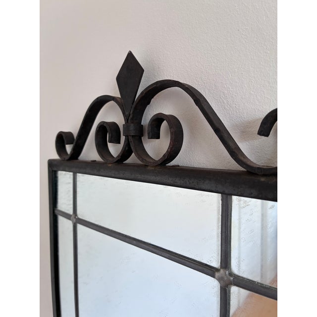 Art Deco Art Deco Black Wrought Iron Wall Mirror, Belgium, 1930s For Sale - Image 3 of 10