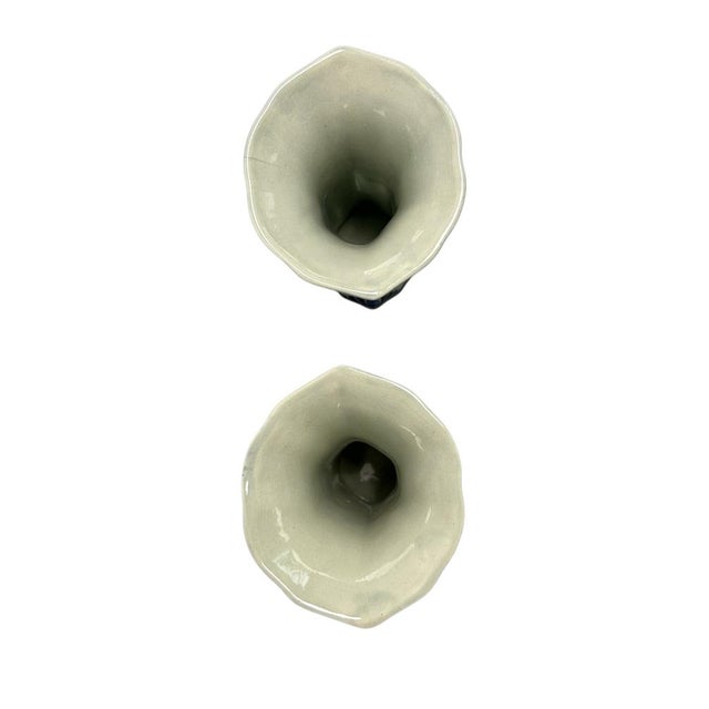 Antique Royal Delft Hand-Painted Floral Trumpet Vases by l.g.n. Ten Dam, 1916, Set of 2 For Sale - Image 4 of 9