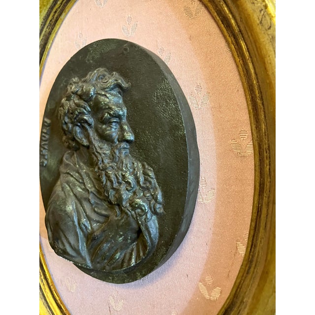 Portrait Medallions of Saints Peter & Paul, Gesso in Gilded Oval Frames, Set of 2 For Sale - Image 4 of 18