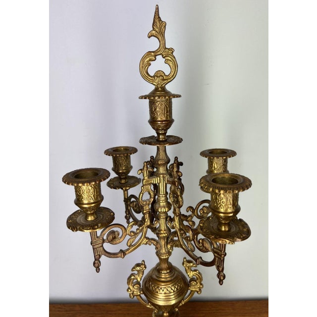 Metal Ornate Brass Candleholders, Set of 2 For Sale - Image 7 of 12