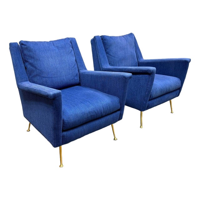 West Elm Carlo Mid Century Arm Chairs, Pair For Sale