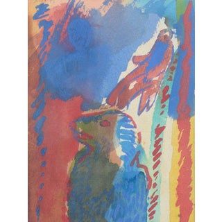 Jens Birkemose, Composition with Animal Motif, 1975, Watercolor on Paper For Sale