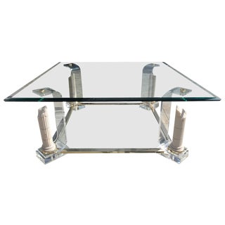 Belgian Acrylic Glass & Gilded Brass Coffee Table, 1970s For Sale
