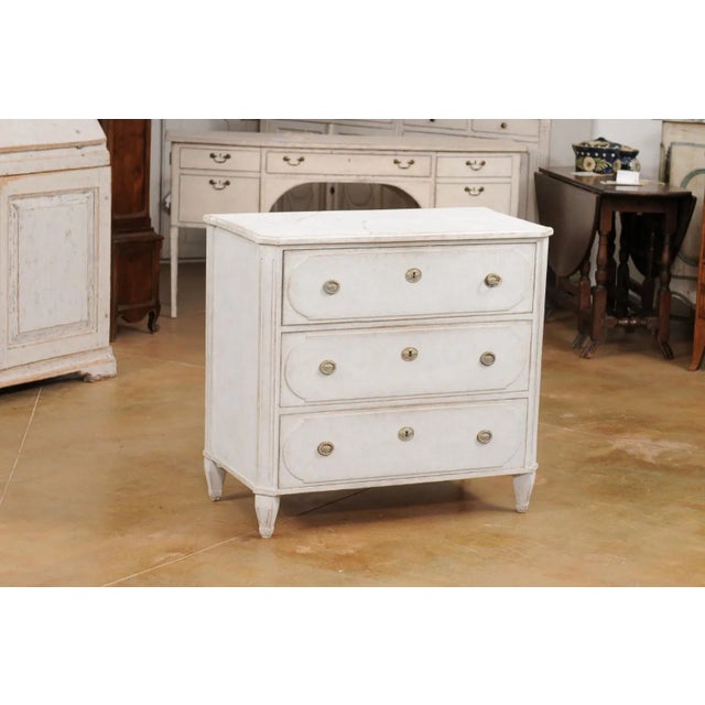 Swedish Gustavian Style 19th Century Three-Drawer Chest with Marbleized Top For Sale In Atlanta - Image 6 of 12