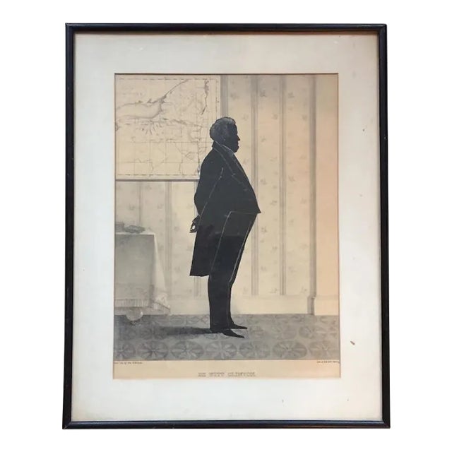 William Brown Kellogg Framed Silhouette Print of De Witt Clinton u.s. Senator & Governor of New York For Sale