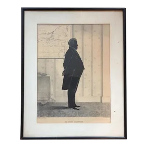 William Brown Kellogg Framed Silhouette Print of De Witt Clinton u.s. Senator & Governor of New York