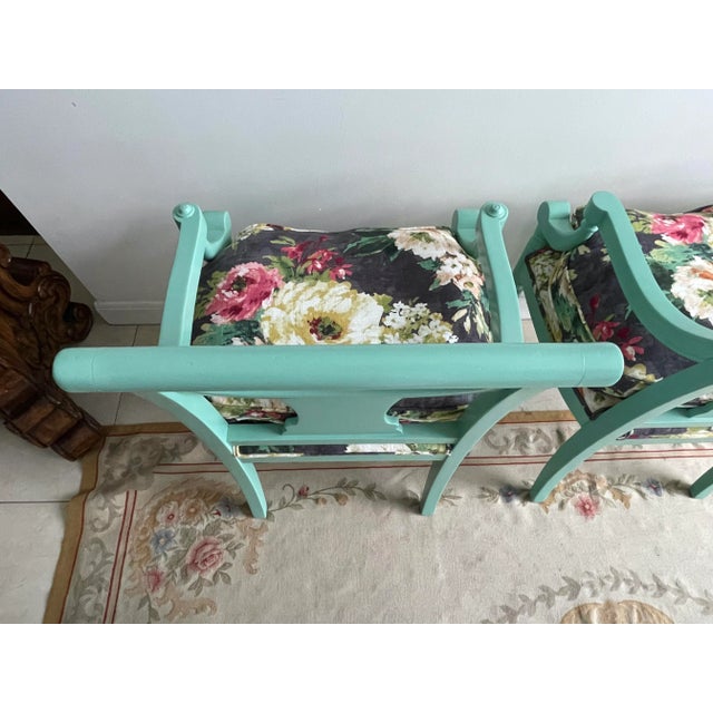 A Pair of Vintage French Provincial Upholstered Cane Chairs For Sale - Image 10 of 12