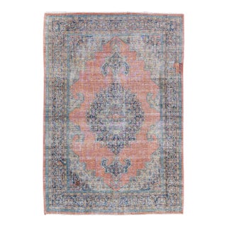 Vintage Shabby Chic Malayer Handmade Medallion Pink Wool Rug For Sale