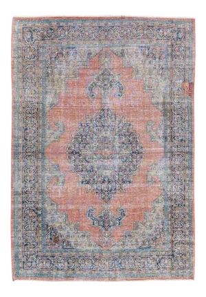 Vintage Shabby Chic Malayer Handmade Medallion Pink Wool Rug