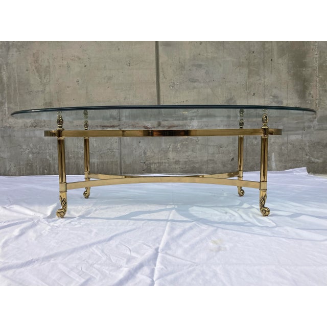 Mid-Century Modern Mid-Century Modern Brass Profile Glass Top Coffee Table Italy For Sale - Image 3 of 13