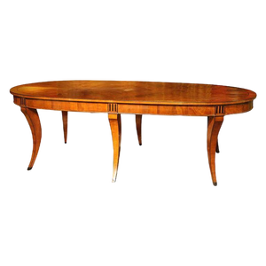 Italian Empire Style Oval Cherrywood and Ebony Dining Room Table, 19th Century