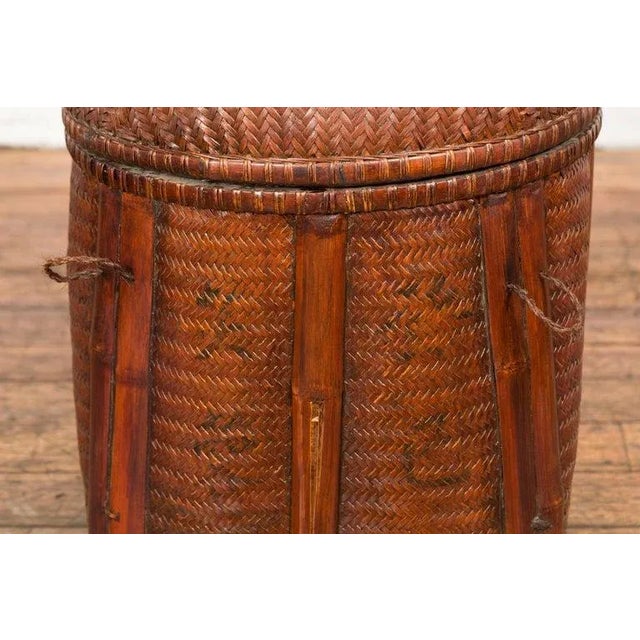 Antique Thai Hand Woven Rattan Basket with Domed Lid & Rustic Character For Sale In New York - Image 6 of 13