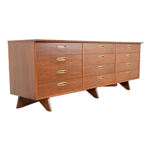 George Nakashima Monumental Sculpted Walnut Dresser for Widdicomb, Newly Restored