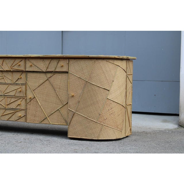 Large Vintage Low Bamboo Sideboard, Italy, 1970s For Sale - Image 13 of 18