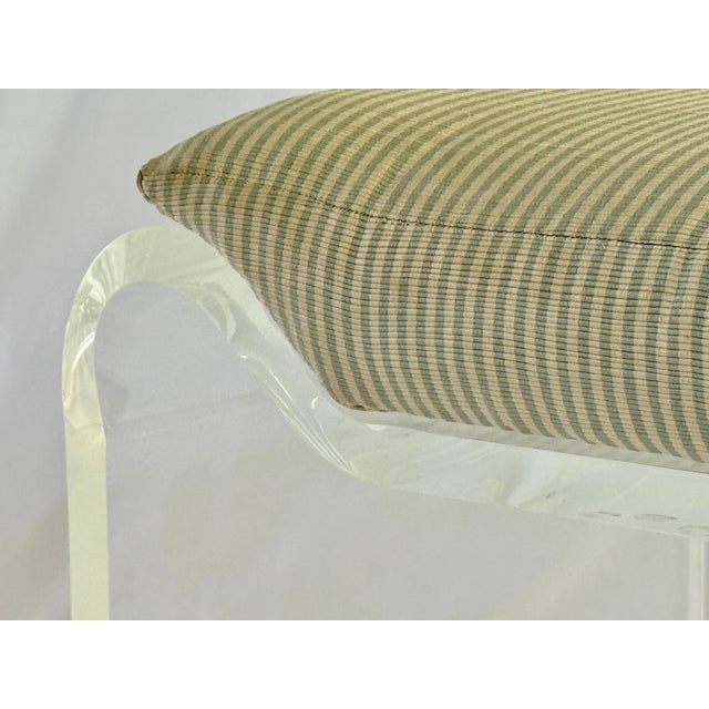 Transparent 1970’s Karl Springer Style Bent Lucite Stool For Sale - Image 8 of 12