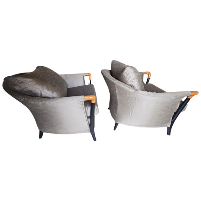 Giorgetti 1980s Pair of Progetti Lounge Chairs by Umberto Asnago for Georgetti For Sale - Image 4 of 14