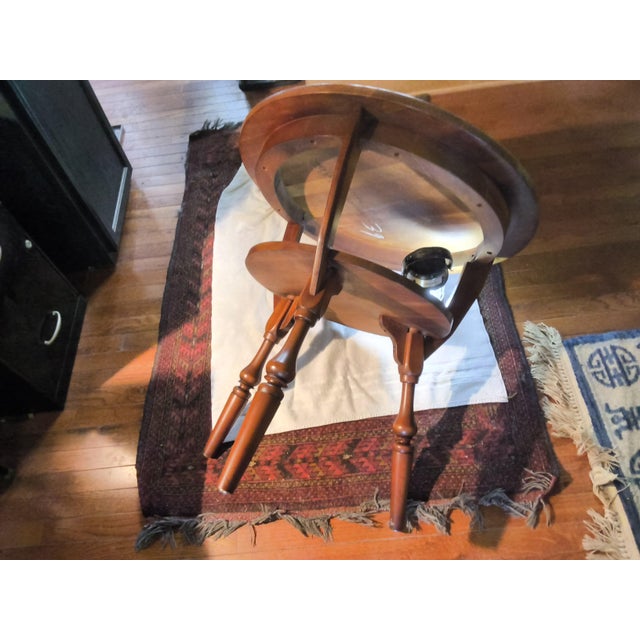 1950s Vintage Bucks County Two-Tier Provincial, Mid Century Modern, Solid Cherry Gueridon Accent Table For Sale - Image 5 of 9