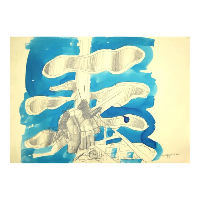 Aldo Turchiaro, Composition, Pencil and Watercolor, 1968 For Sale