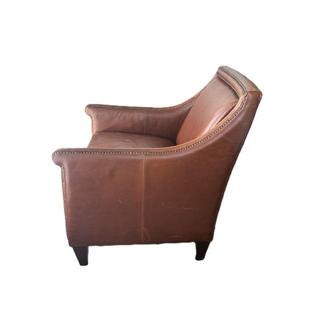 Brown Bernhardt Brown Leather Club Chair With Nailhead Trim For Sale - Image 8 of 13