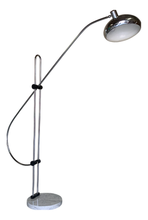 Large Italian Adjustable Arc Floor Lamp in Marble and Chrome, 1970s