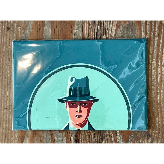 Vintage Figurative Painting of Man in Hat on Paper For Sale In West Palm - Image 6 of 12