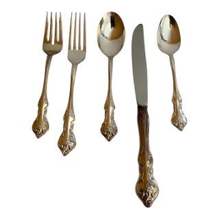 Vintage International Deep Silver Orleans Silverplate Flatware Set for 8 Usa 1964-1992 - 40 pcs For Sale