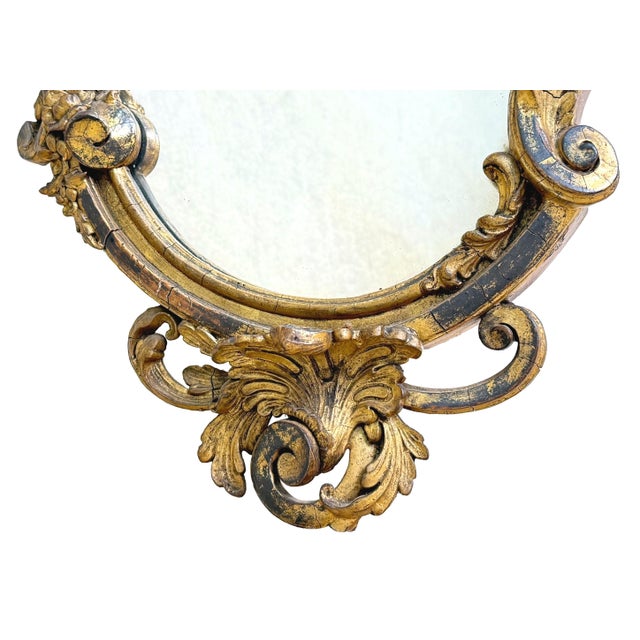 Gold Mid-19th Century Gilt & Gesso Cartouche Form Wall Mirrors, 1850, Set of 2 For Sale - Image 8 of 14