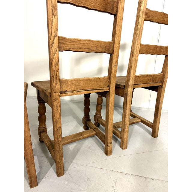 Antique Rustic Oak High Back Dining Chairs, 1900s, Set of 6 For Sale - Image 5 of 15