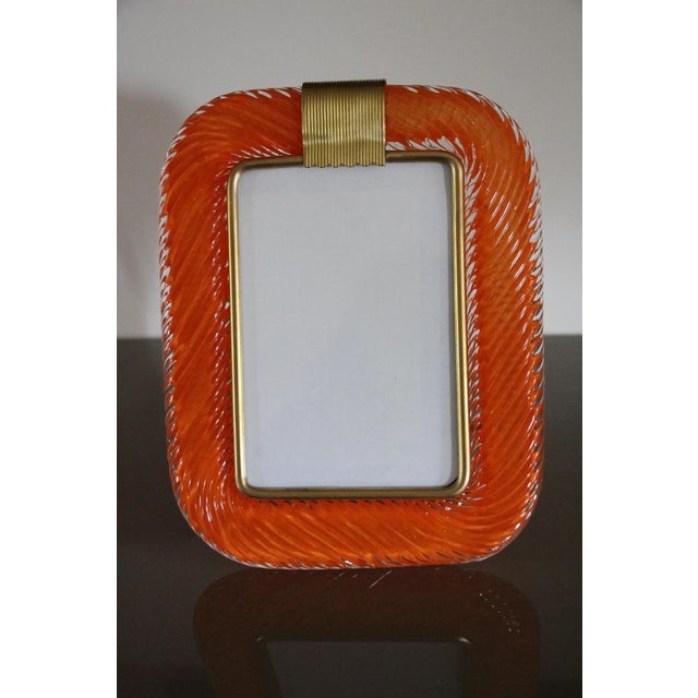 Orange Twisted Murano Glass and Brass Photo Frame, 2000s For Sale - Image 4 of 12