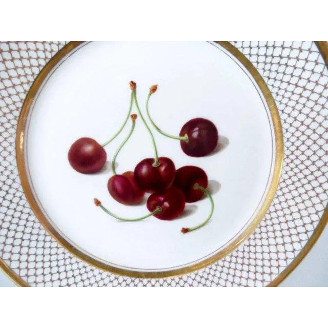 Traditional Early 19th Century French Empire Old Paris Porcelain Edouard Honore Hand Painted Botanical Cherry Plate For Sale - Image 3 of 5