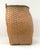 Circa 1940s hand woven splint pack basket in original ochre and green paint found in Maine. Basket has a few breaks in...
