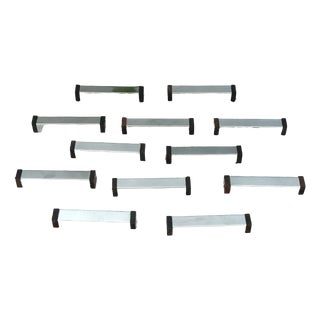 Art Deco Modernist Knife Rests in Chromed Metal and Blackened Wood, France, 1930s, Set of 12 For Sale