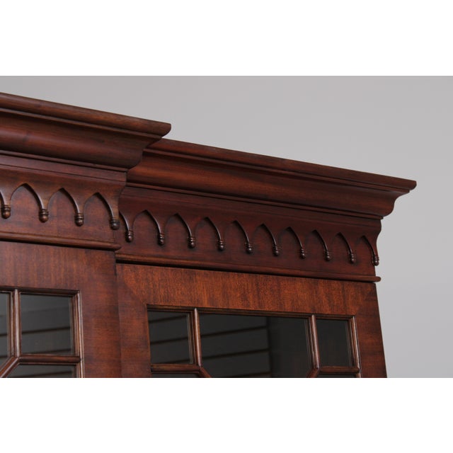 Maitland Smith Mahogany Georgian Style Breakfront For Sale - Image 11 of 18