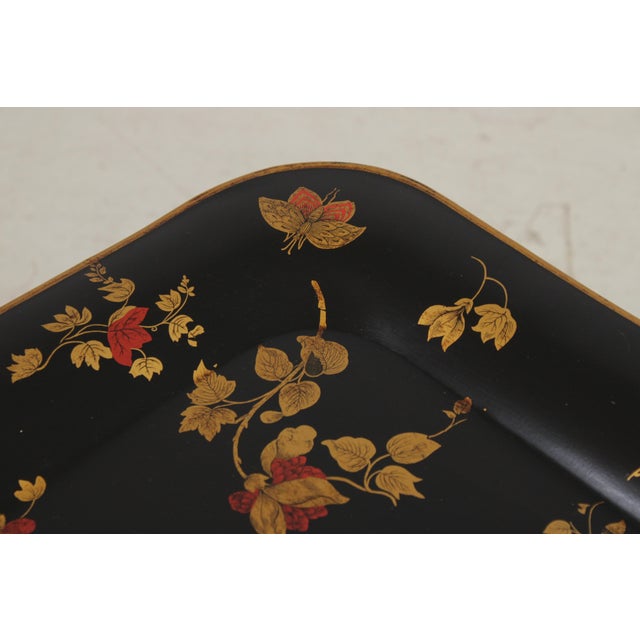Black & Gold Toleware Tray Top Table For Sale - Image 4 of 17