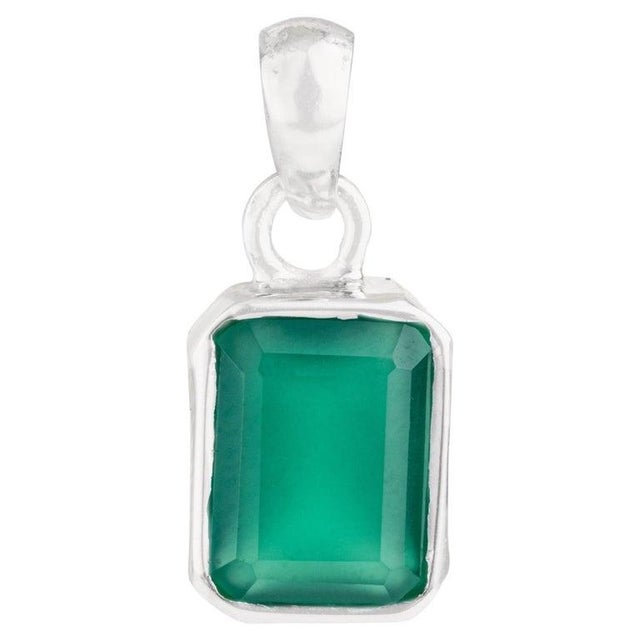 Green Lush Green Onyx Bezel Set Statement Pendant in 925 Sterling Silver For Sale - Image 8 of 11
