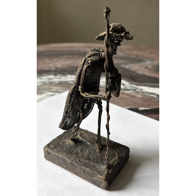 Vintage John Flavius/ Alfred Weekes Wire Craft Sculpture ” Barbados Folk Art- 7" For Sale - Image 4 of 10