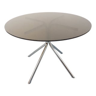 Vintage Round Dining Table in Acrylic Glass and Chrome-Plated Metal, 1970s For Sale
