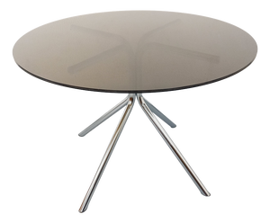 Vintage Round Dining Table in Acrylic Glass and Chrome-Plated Metal, 1970s