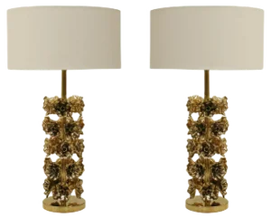 Italian Contemporary Brass Table Lamps, Set of 2