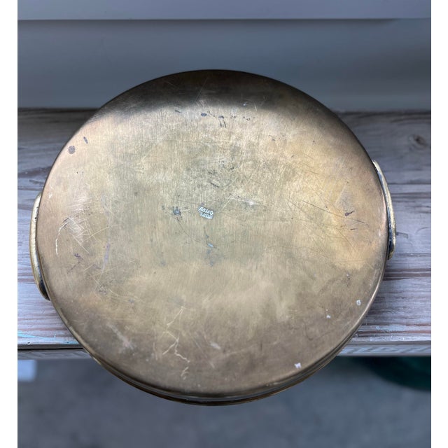 1980s Vintage Round Brass Handled Tray For Sale - Image 9 of 10