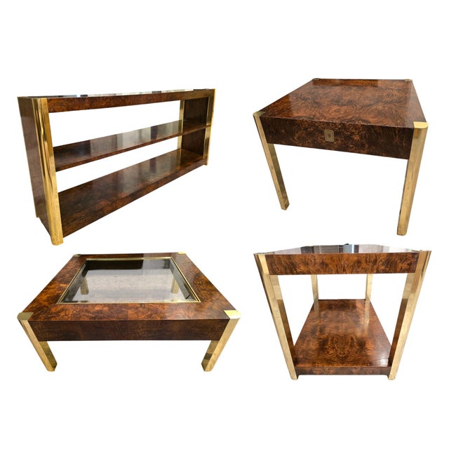 Burl and Golden Brass Tiered Side Table by Century Furniture For Sale - Image 14 of 14