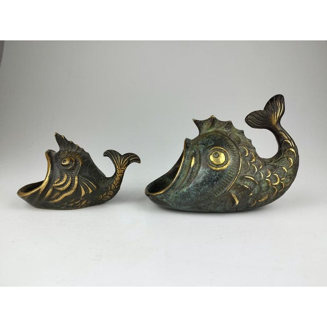 Mid-Century Bronze Fish Ashtrays by Walter Bosse, 1950s, Set of 2 For Sale - Image 6 of 10