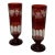 Antique Bohemian Czechoslovakia Ruby Cranberry Glass Pair Goblets Vases Egermann For Sale
